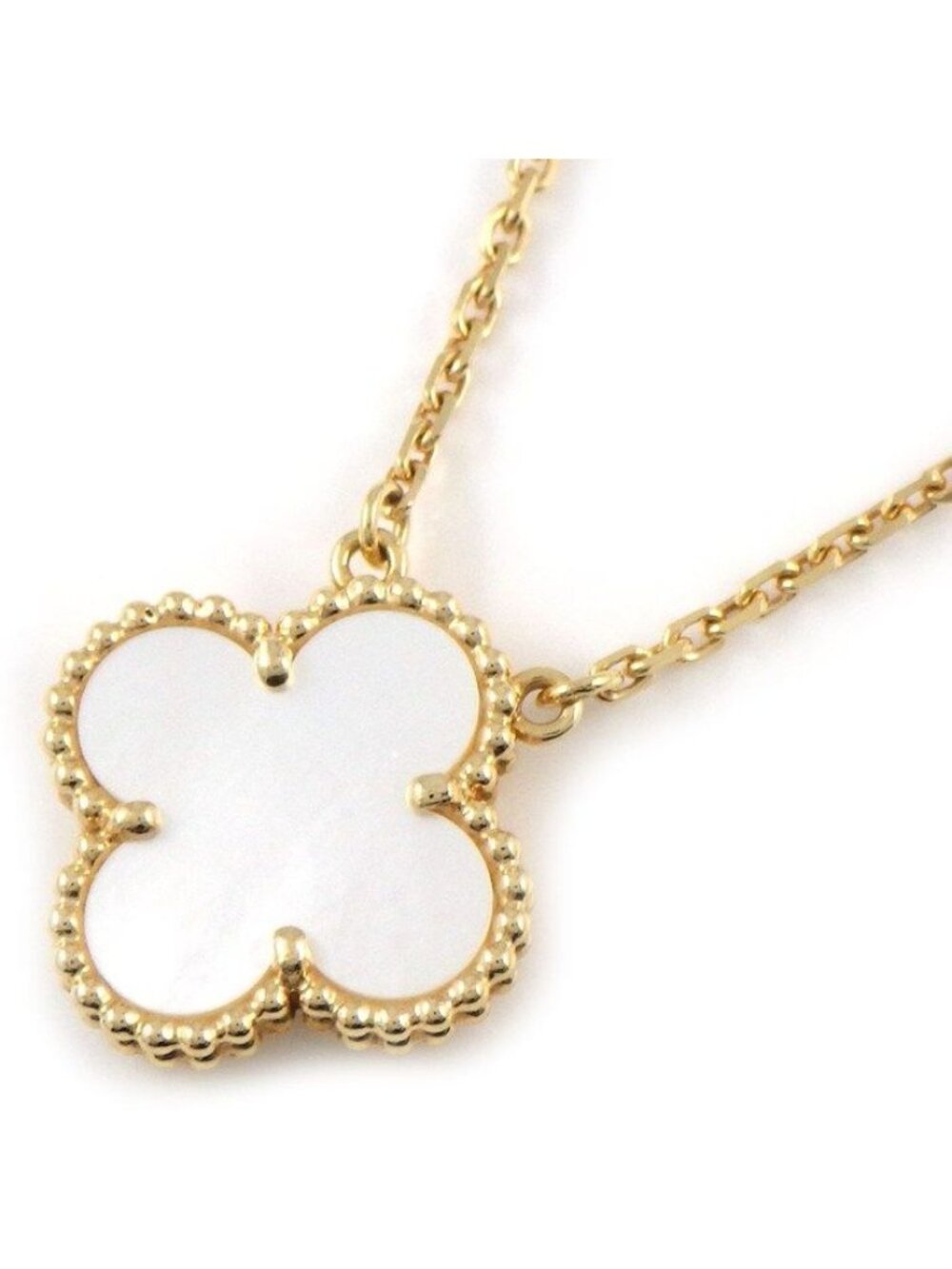 Van Cleef & Arpels Necklace Vintage Alhambra White Shell 18k Yellow Gold